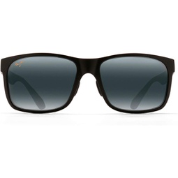 Maui Jim Mens and Womens Red Sands Polarized Rectangular Sunglasses, Matte Black/Neutral Grey, Large