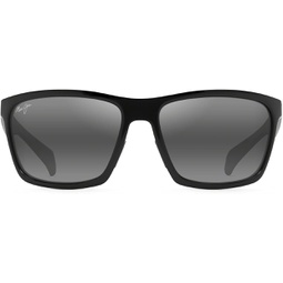 Maui Jim Mens Makoa Polarized Wrap Sunglasses, Gloss Black/Neutral Grey, Medium