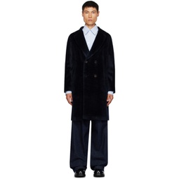 Navy Double-Breasted Coat 232118M176021
