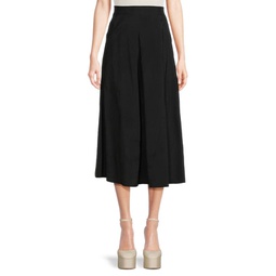 Solid A-Line Midi Skirt