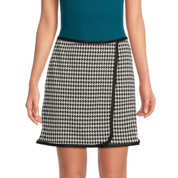Patterned Faux Wrap Mini Skirt