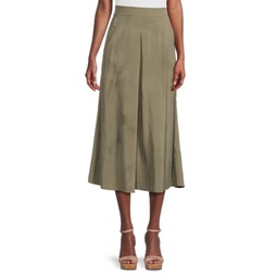 Solid A-Line Midi Skirt