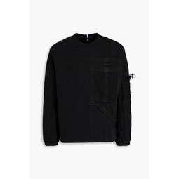 Appliqued fleece-paneled jacquard-knit sweatshirt