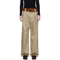 Taupe Pleated Trousers 241512M191002