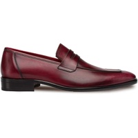 Mezlan Newport - Mens Luxury Penny Loafer Featuring Hand Finishes - Smooth European Calfskin Loafer - Handcrafted in Spain - Medium Width (Burgundy, 11)
