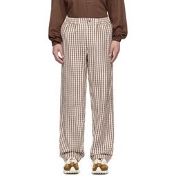 White & Brown Easy Trousers 231505M191006