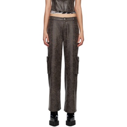Brown Elias Faux-Leather Trousers 231224F087011