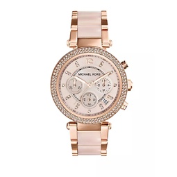 Parker Pave Rose Goldtone Stainless Steel Chronograph Bracelet Watch