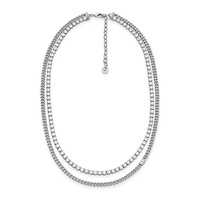 Platinum-Plated & Cubic Zirconia Double-Strand Tennis Necklace