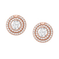 Sterling Silver Pave Halo Stud Earrings
