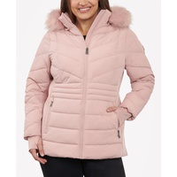 Womens Plus Size Faux-Fur-Trim Hooded Puffer Coat