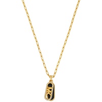 14K Gold Plated Tigers Eye Dog Tag Necklace
