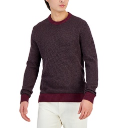 Mens Slim Fit Long-Sleeve Novelty Stitch Crewneck Sweater
