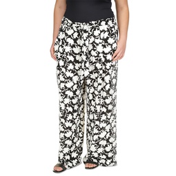 Plus Size Floral Belted Pants