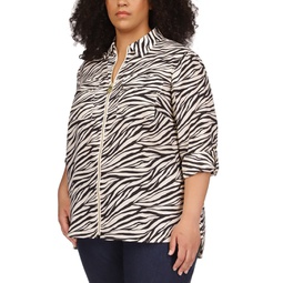 Plus Size Tiger Dog Tag Printed Top