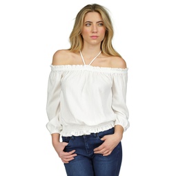 Womens Smocked Off-The-Shoulder Top