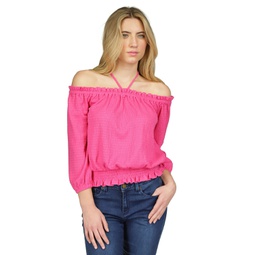 Womens Smocked Off-The-Shoulder Top