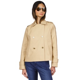 Petite Cotton Twill Cropped Peacoat