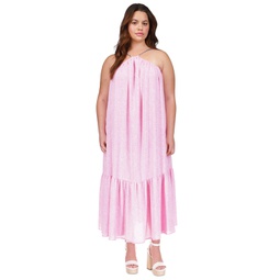 Plus Size Petal-Print Chain-Strap Maxi Dress