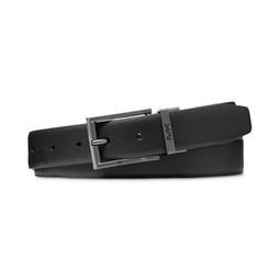 Mens Classic Reversible Faux-Leather Dress Belt