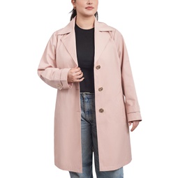 Womens Plus Size Single-Breasted Reefer Trench Coat