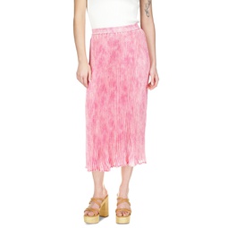 Womens Tonal-Print Pleated Midi Skirt