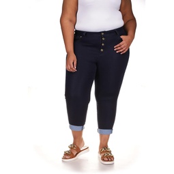 Womens MICHAEL Michael Kors Plus Size High-Rise Crop Skinny Selma Jeans in Dark Rinse Wash