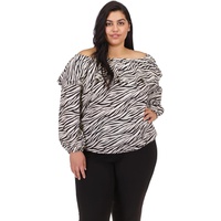 Womens MICHAEL Michael Kors Plus Size Tiger Ruffle Top