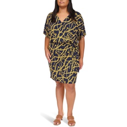 MICHAEL Michael Kors Plus Size Print Tie Faux Wrap Dress