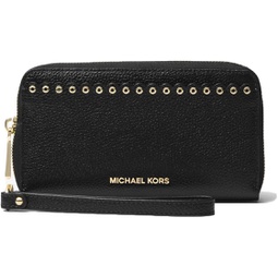 MICHAEL Michael Kors Large Scalloped Leather Smartphone Wristlet Black