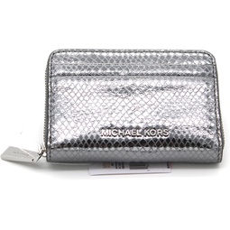 Michael Kors Money Pieces Zip Around Card Case Embossed Leather (Lt Pewter)