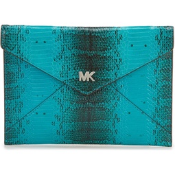 MICHAEL Michael Kors Womens Barbara Medium Soft Envelope Clutch Tile Blue One Size