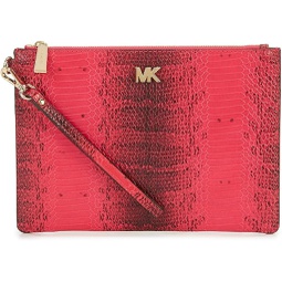 Michael Kors Snake-Embossed Zip Pouch - Ultra Pink