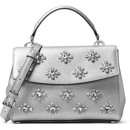 MICHAEL Michael Kors Womens Ava Jwl Sm Th Satchel Silver Handbag