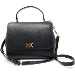 Michael Kors Womens Mott Leather Top Handle Satchel Crossbody bag (Black)