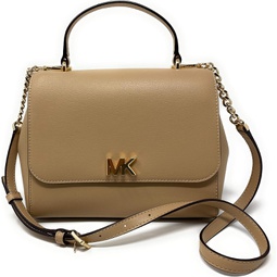 Michael Kors Womens Mott Leather Top Handle Satchel Crossbody bag (Bisque)