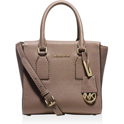 MICHAEL Michael Kors Womens Selby Leather Signature Satchel Handbag Beige Medium