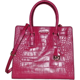 Michael Kors Dillon Leather Ns Crocodile Embossed Leather Large in Raspberry