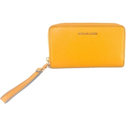 Michael Kors Jet Set Travel Large Flat Multifunction Phone Case Leather Wristlet - Marigold