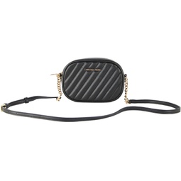 Michael Kors MK Womens Bag Small Oval Crossbody Twill Sheepskin Camera Bag (Black)