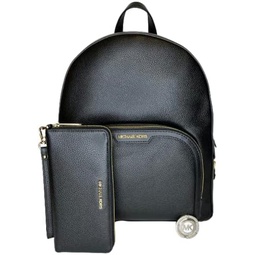 Michael Kors MICHAEL Michael Kors Jaycee Large Backpack bundled with Large Continental Wallet/Wristlet Purse Hook (Black)