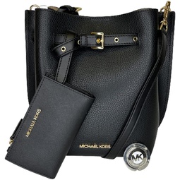 Michael Kors MICHAEL Michael Kors Emilia SM Bucket Bag Messenger Crossbody bundled with SM Zip Card Case Purse Hook