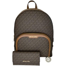 MICHAEL Michael Kors Jaycee Large Zip Pocket Backpack bundled with Large Trifold Wallet Purse Hook