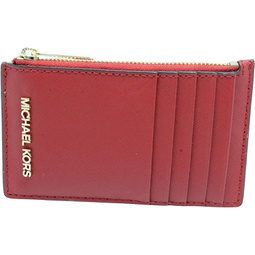 Michael Kors Jet Set Travel Top Zip Card Case Wallet Coin Pouch Chili Red