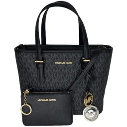 Michael Kors Jet Set Travel XS Carryall Convertible Top Zip Tote bundled with SM TZ Coinpouch and Purse Hook