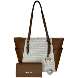 MICHAEL Michael Kors Charlotte Large Zip Tote bundled with matching Trifold Wallet, Purse Hook and Skinny Scarf