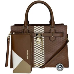 Michael Kors Hamilton MD Satchel bundled with Large Continental Wallet and Purse Hook