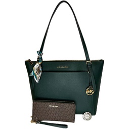 Michael Kors Voyager Large EW Zip Tote bundled with matching Continental Wristlet and Purse Hook