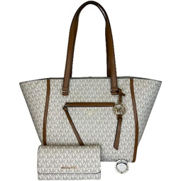 Michael Kors Carine MD Tote bundled with matching Trifold Wallet and Purse Hook