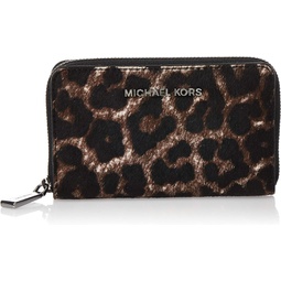 MICHAEL Michael Kors Jet Set Small Zip-Around Leopard Card Case Wallet (Camo Grey(4491), One Size)